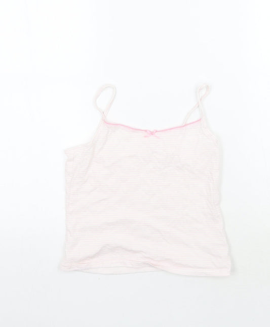 George Girls White Striped  Basic T-Shirt Size 10-11 Years