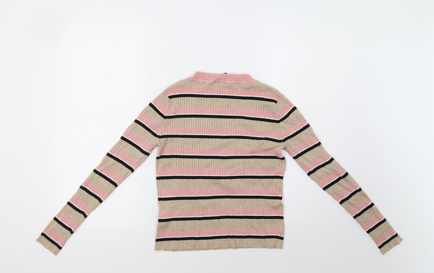 H&M Womens Beige Striped  Pullover Jumper Size M