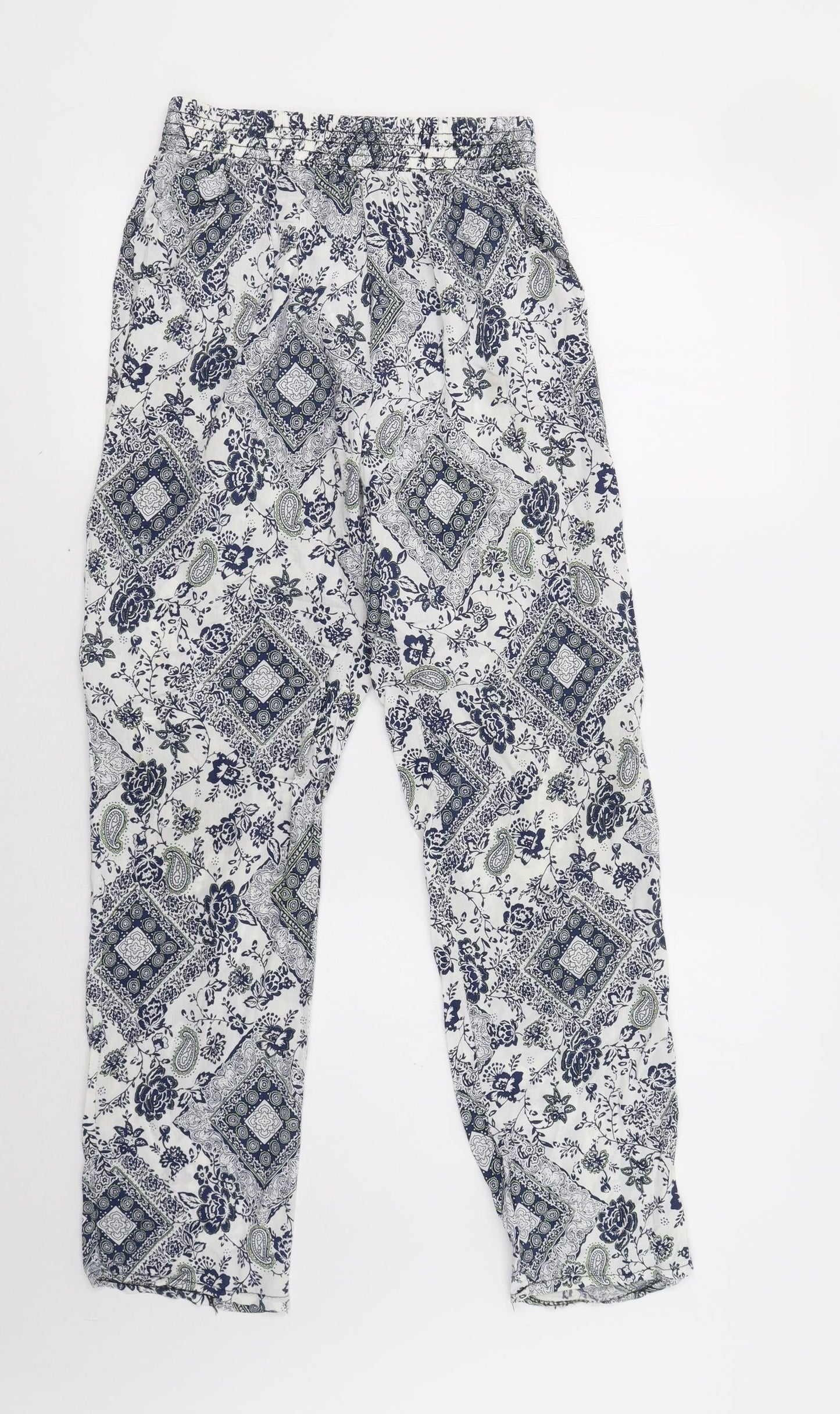 YAYA Womens Blue Paisley  Trousers  Size S L28 in