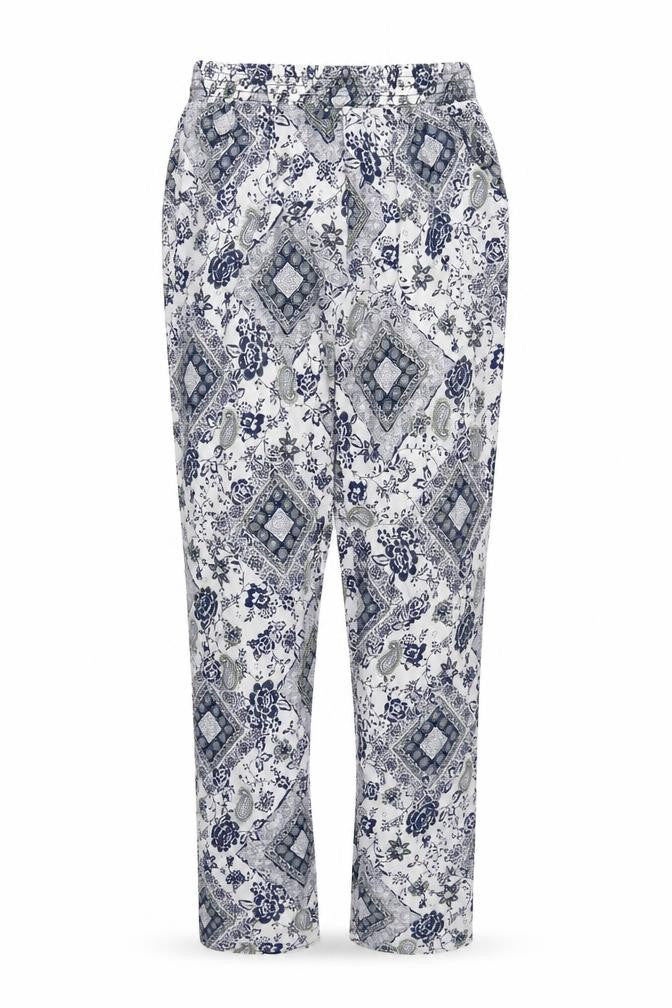 YAYA Womens Blue Paisley  Trousers  Size S L28 in