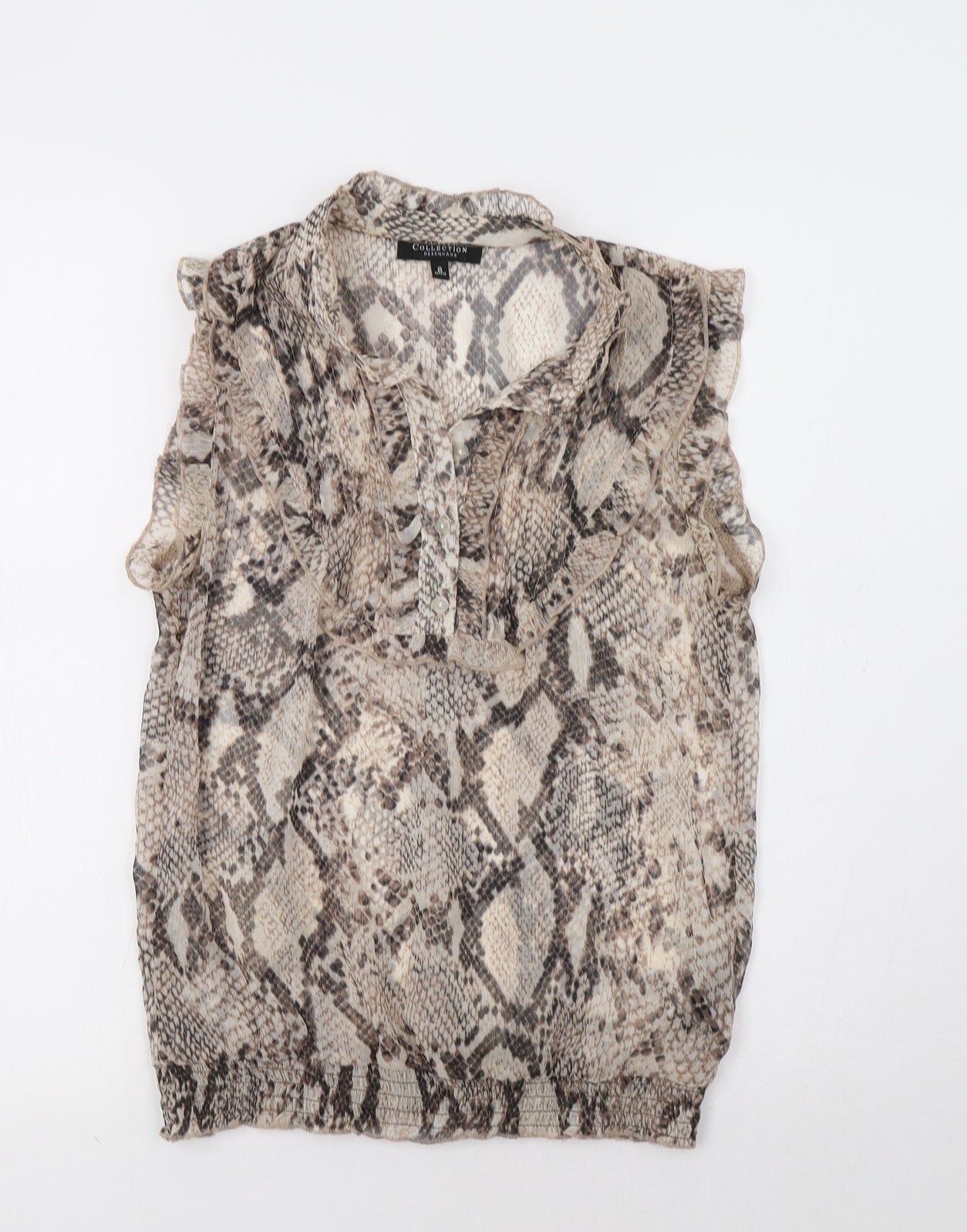 Debenhams Womens Brown Animal Print  Basic Blouse Size 8
