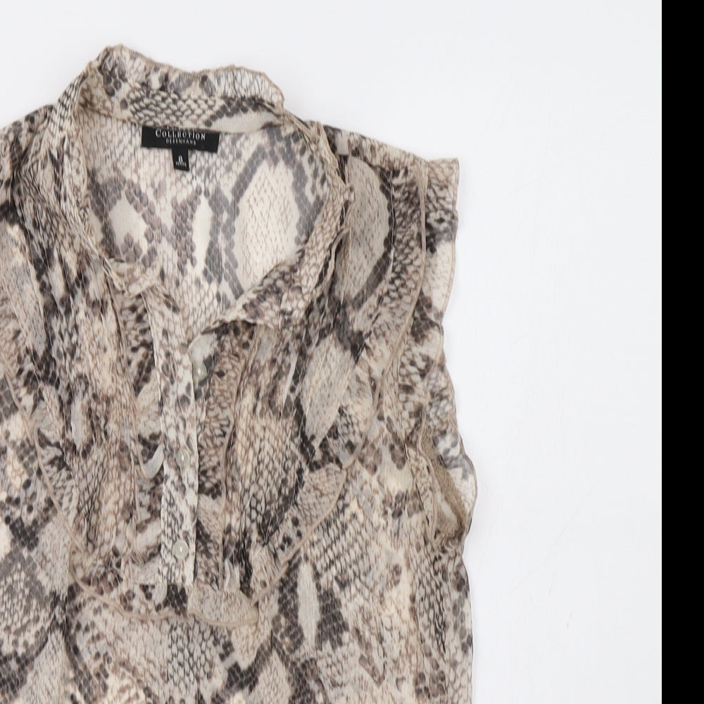 Debenhams Womens Brown Animal Print  Basic Blouse Size 8