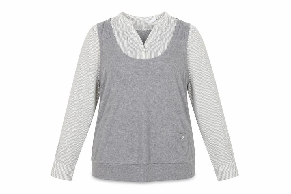 M&S Womens Grey Striped  Pullover Jumper Size 12