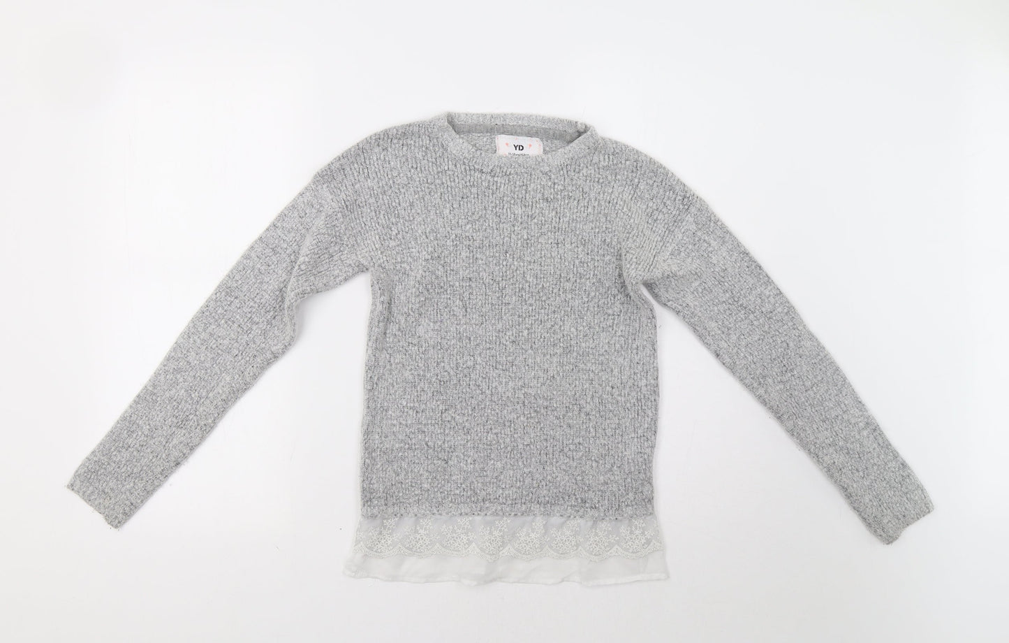 Primark Girls Grey   Pullover Jumper Size 11-12 Years  - Lace Detail