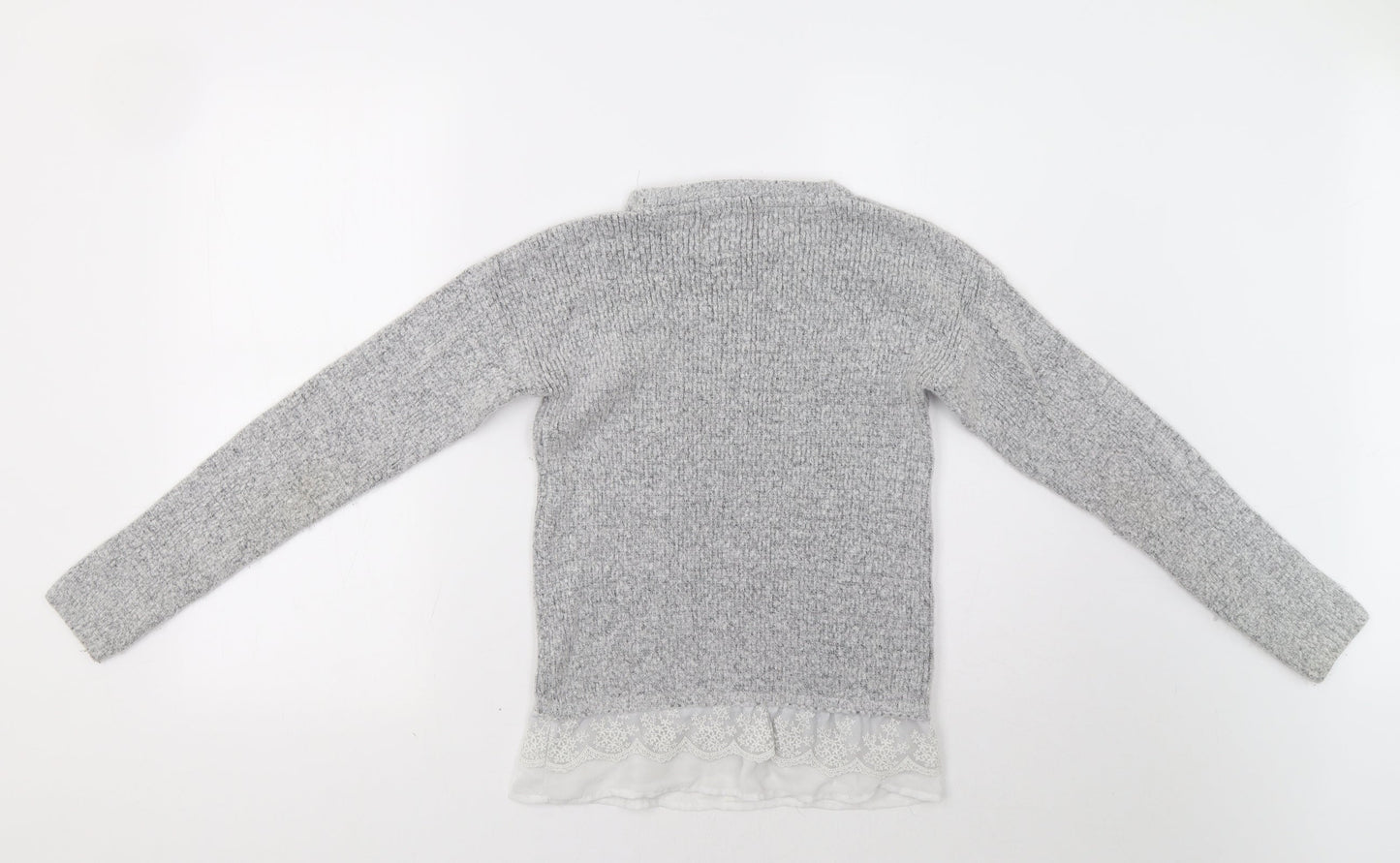 Primark Girls Grey   Pullover Jumper Size 11-12 Years  - Lace Detail