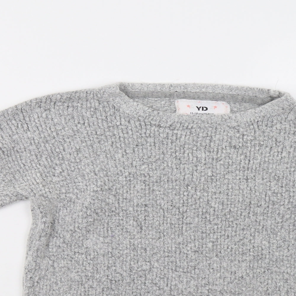 Primark Girls Grey   Pullover Jumper Size 11-12 Years  - Lace Detail