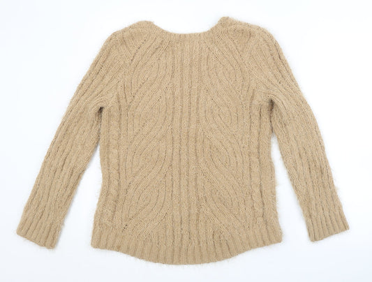 M&S Womens Brown Striped  Pullover Jumper Size M
