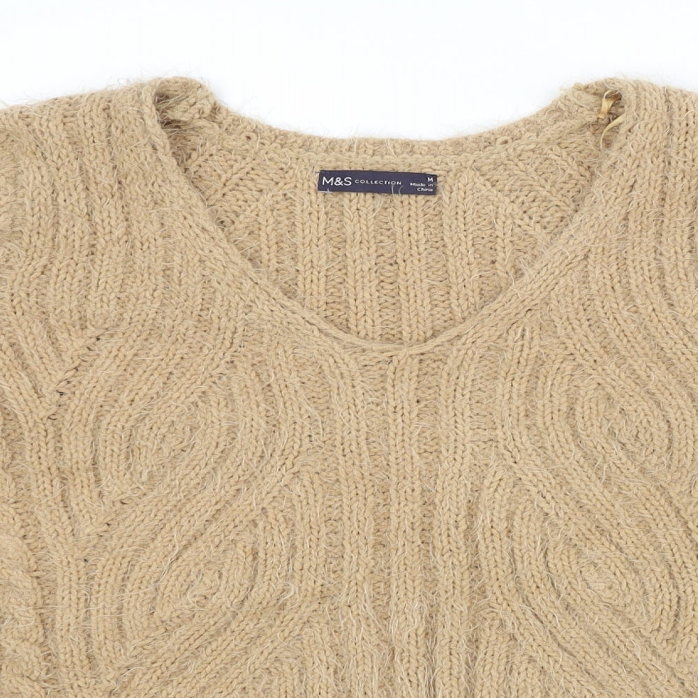 M&S Womens Brown Striped  Pullover Jumper Size M