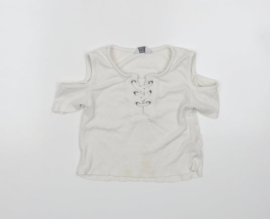 Primark Girls White   Pullover Jumper Size 7-8 Years