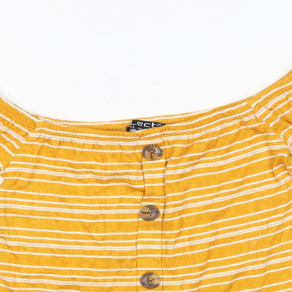 Select Womens Yellow Striped  Pullover Jumper Size 12