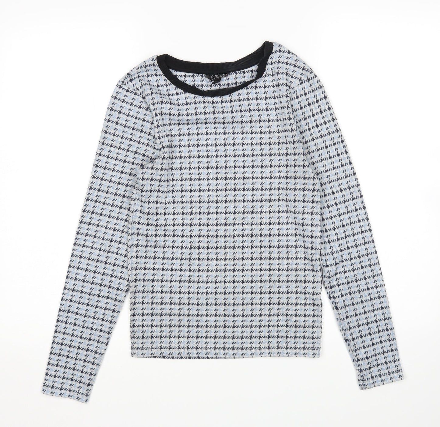 Topshop Womens Blue Houndstooth  Pullover Jumper Size 8