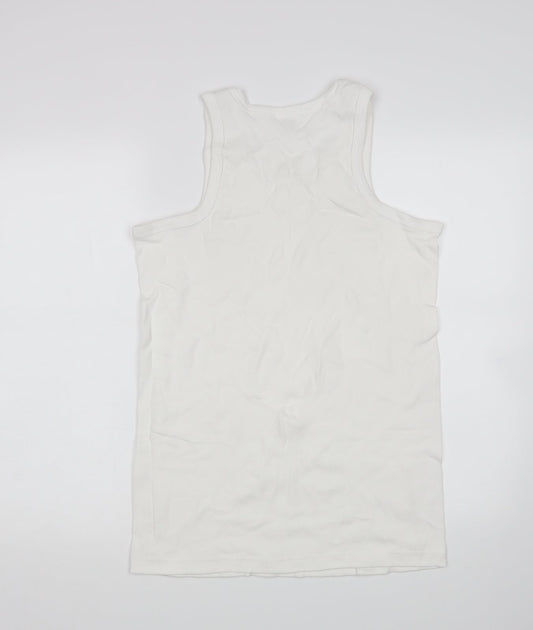 Preworn Mens White   Basic Tank Size M