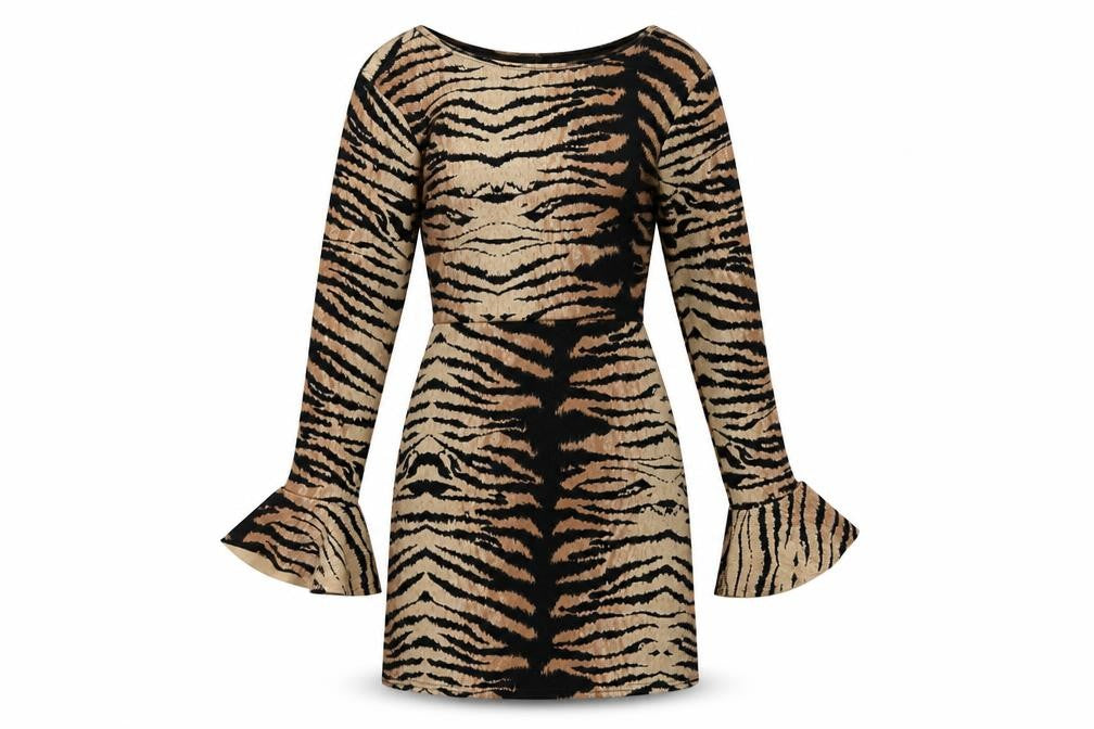In the Style Womens Brown Animal Print  Pencil Dress  Size 10