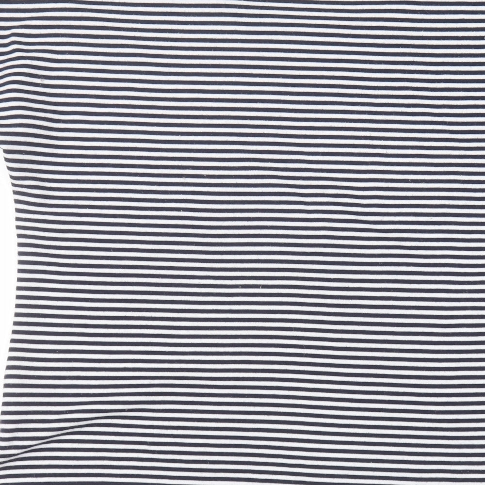 Viz-A-Viz Womens White Striped  Basic T-Shirt Size 14