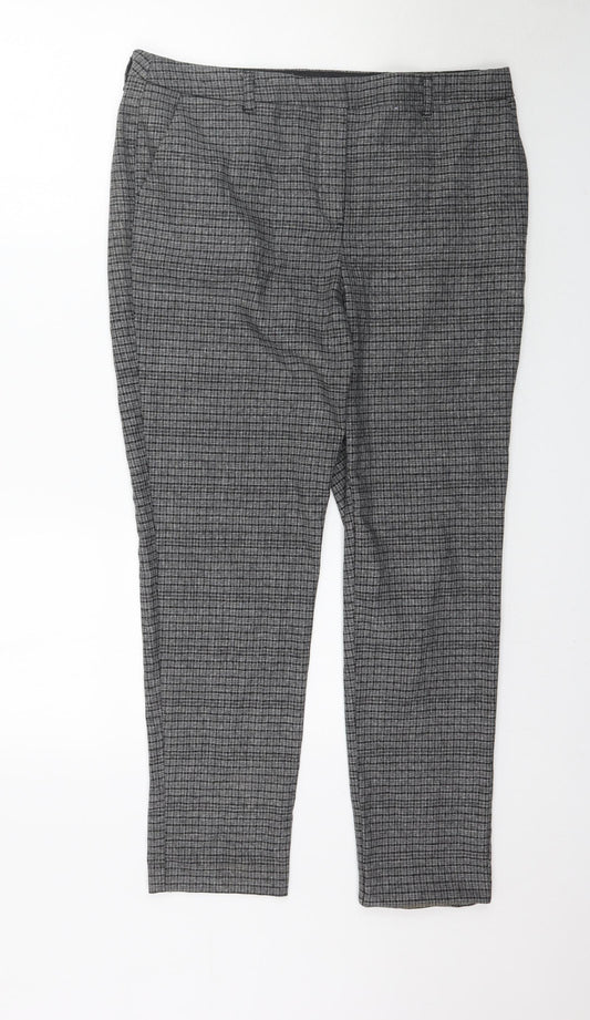 Tue Womens Grey Plaid  Trousers  Size 14 L28 in