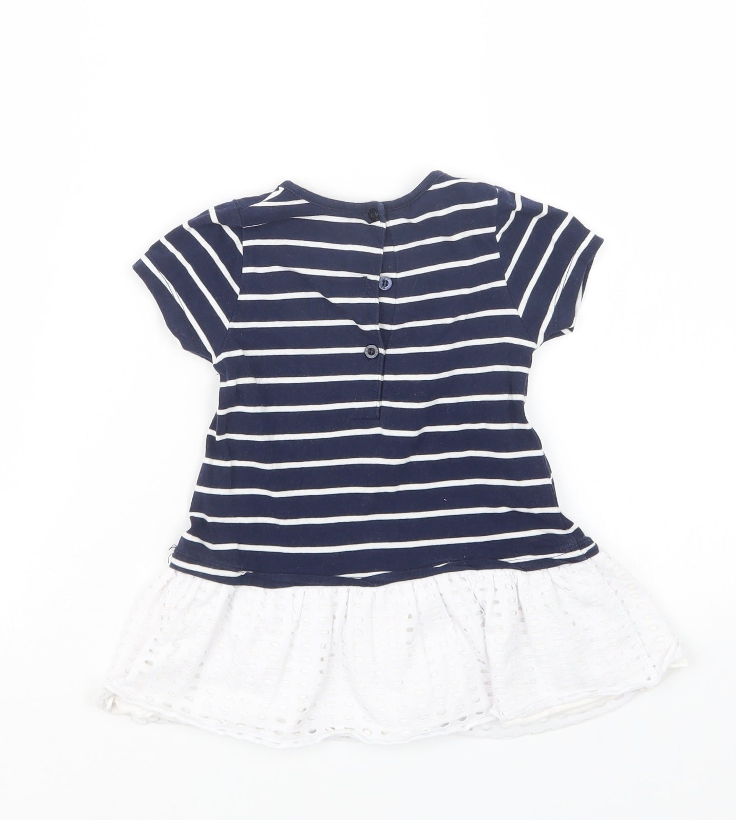 iDo Girls Blue Striped  Basic T-Shirt Size 12 Months