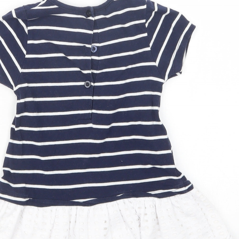 iDo Girls Blue Striped  Basic T-Shirt Size 12 Months