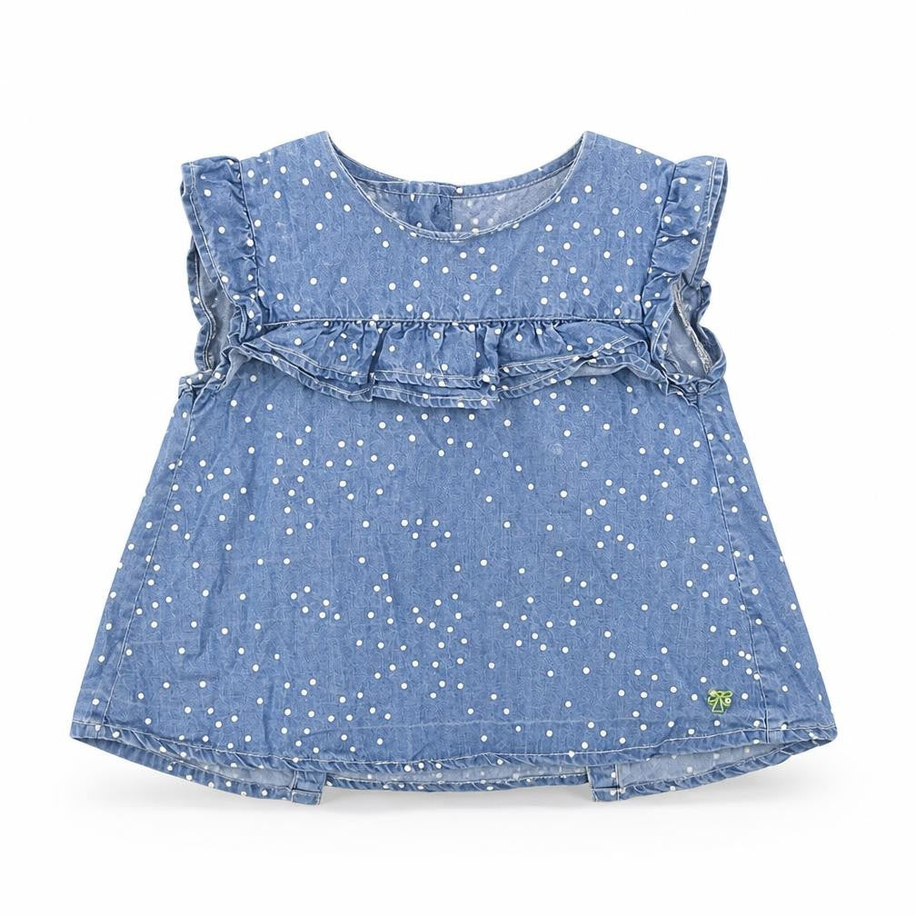 Angel & Rocket Girls Blue Polka Dot  Basic T-Shirt Size 2-3 Years