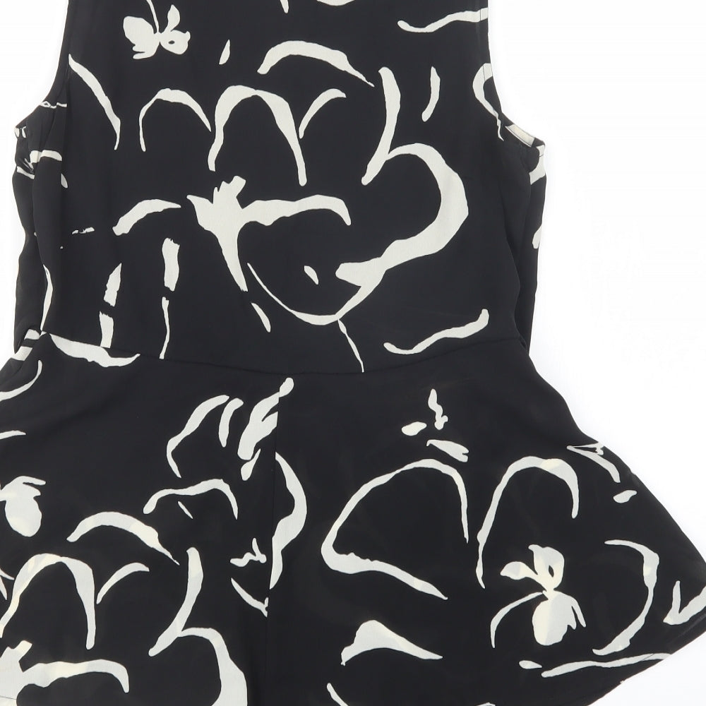 VERO MODA Womens Black Geometric  Basic T-Shirt Size L