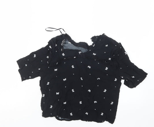 Select Womens Black Geometric  Basic Blouse Size 8