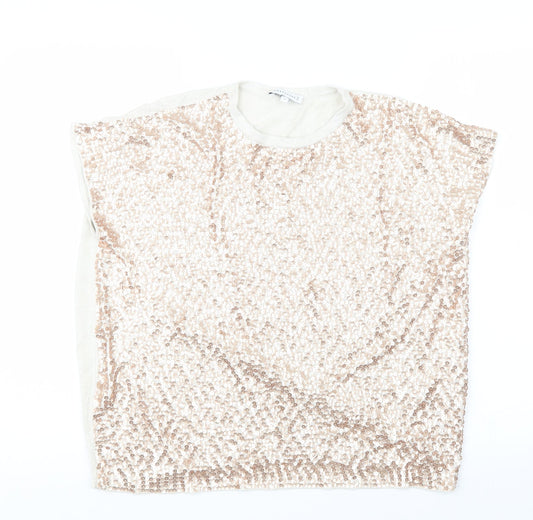 Warehouse Womens Beige   Basic T-Shirt Size 14