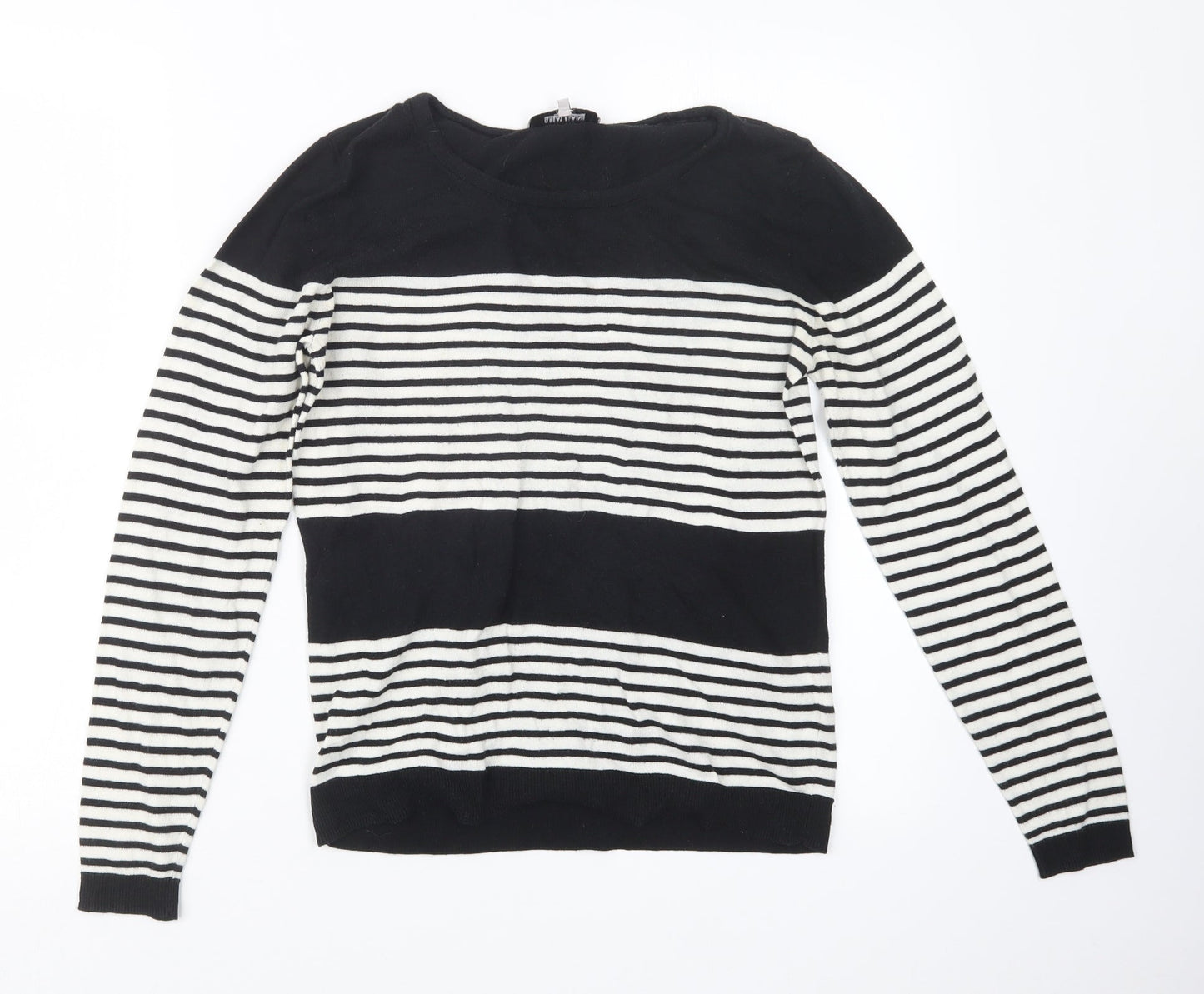 Great plains Womens Black Striped Knit Pullover Jumper Size M