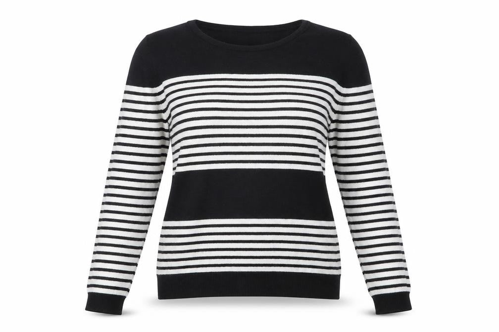 Great Plains Womens Black Striped Knit Pullover Jumper Size M
