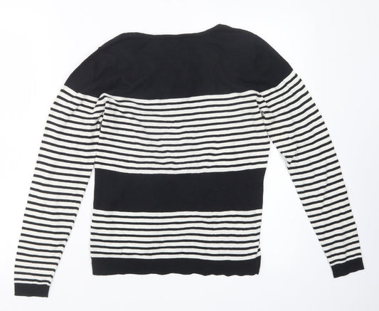 Great plains Womens Black Striped Knit Pullover Jumper Size M