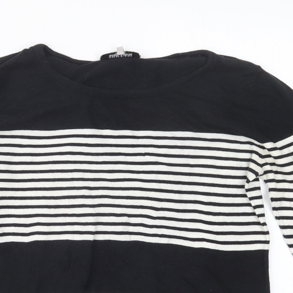 Great plains Womens Black Striped Knit Pullover Jumper Size M