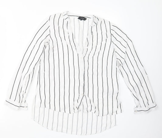 New Look Womens Black Striped  Basic Button-Up Size 6