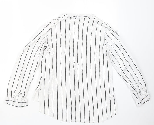 New Look Womens Black Striped  Basic Button-Up Size 6