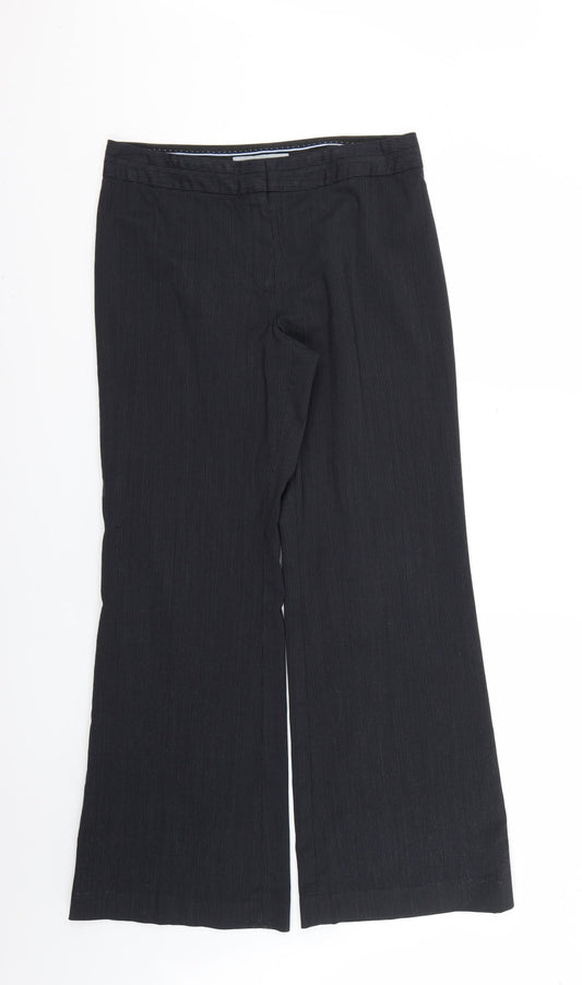 NEXT Womens Black Striped  Trousers  Size 12 L26 in