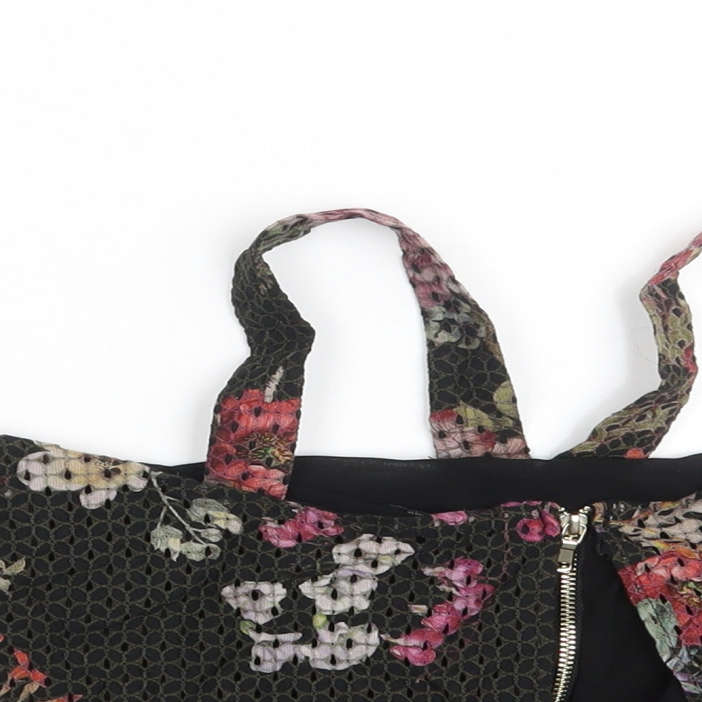 River Island Womens Black Floral  Basic Blouse Size 12