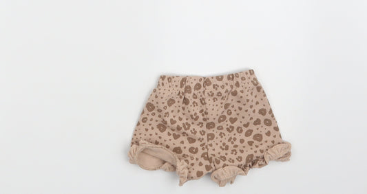 George Girls Brown Animal Print  Cropped Leggings Size 0-3 Months  - Waist 16in; Inside  leg 2in