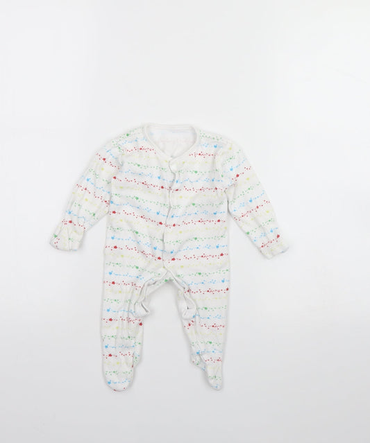 George Girls White Striped  Babygrow One-Piece Size 0-3 Months
