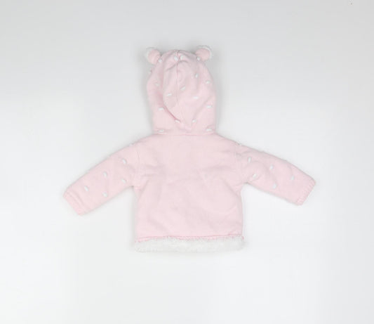 Preworn Girls Pink Spotted  Jacket  Size 0-3 Months