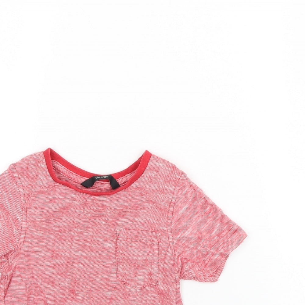 George Girls Red Herringbone  Basic T-Shirt Size 12 Months