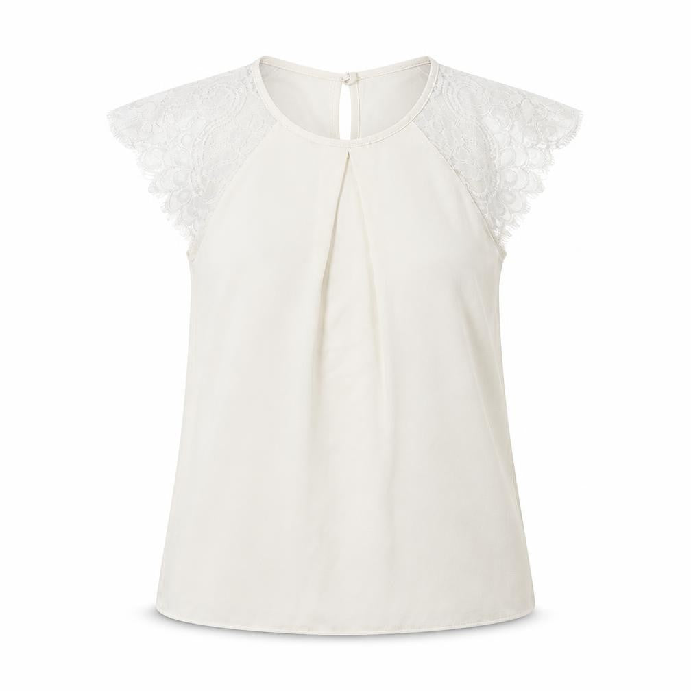 Billie & Blossom Womens Ivory   Basic T-Shirt Size 10