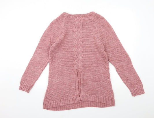 Peacocks Womens Pink  Knit Pullover Jumper Size M  - OPEN BACK