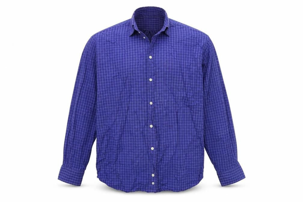 Marks and Spencer Mens Blue Check   Button-Up Size 15.5