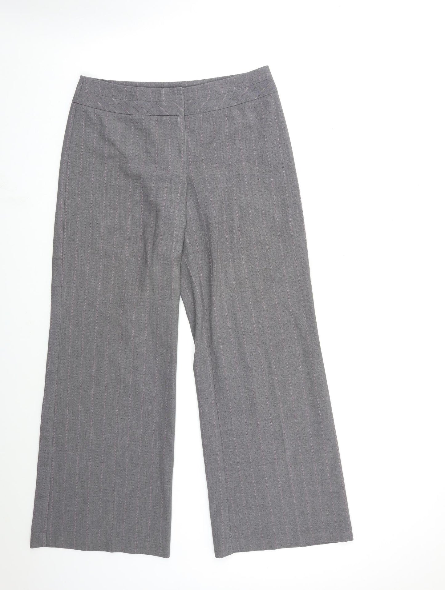 Marks and Spencer Womens Grey Striped  Trousers  Size 12 L30 in