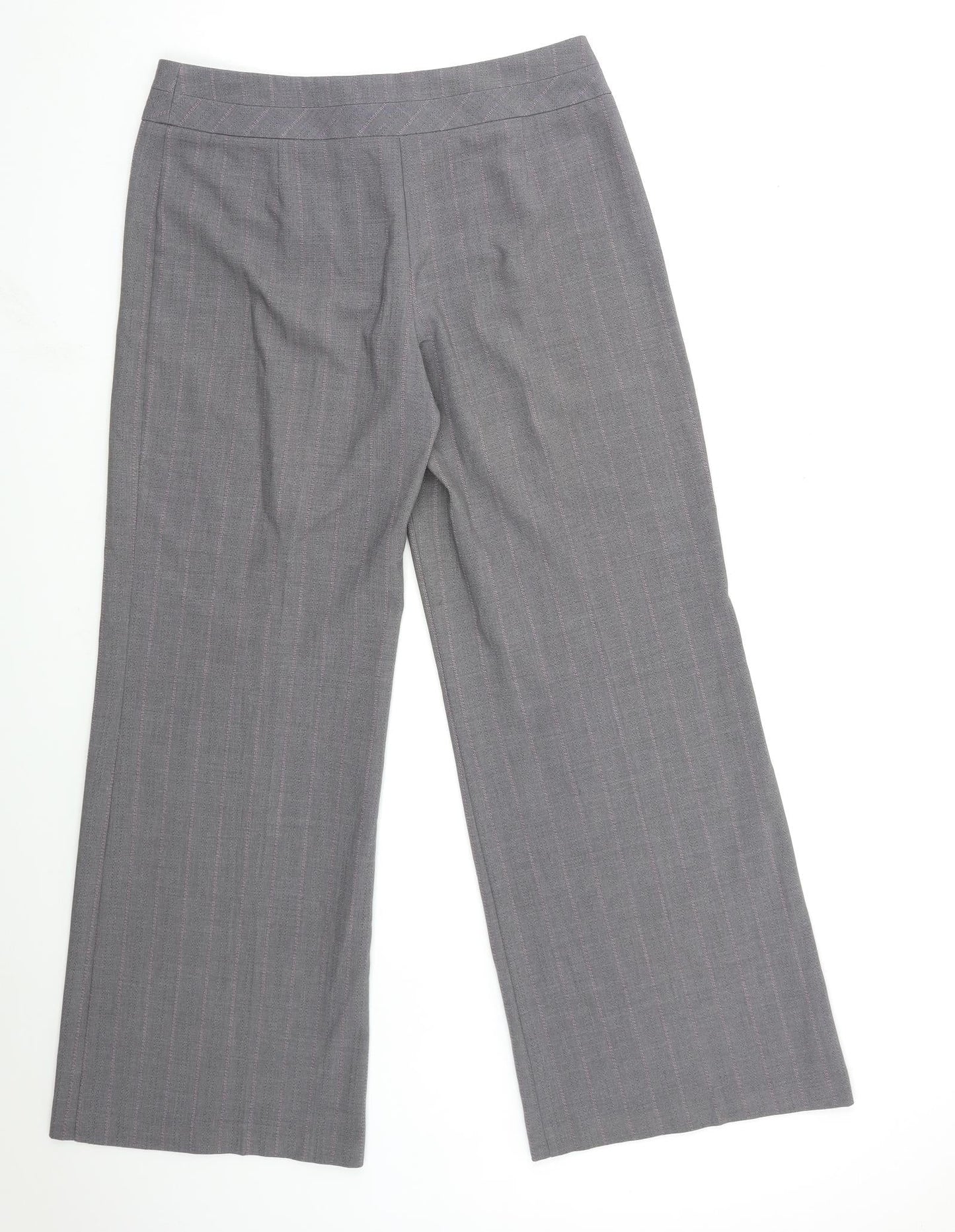 Marks and Spencer Womens Grey Striped  Trousers  Size 12 L30 in