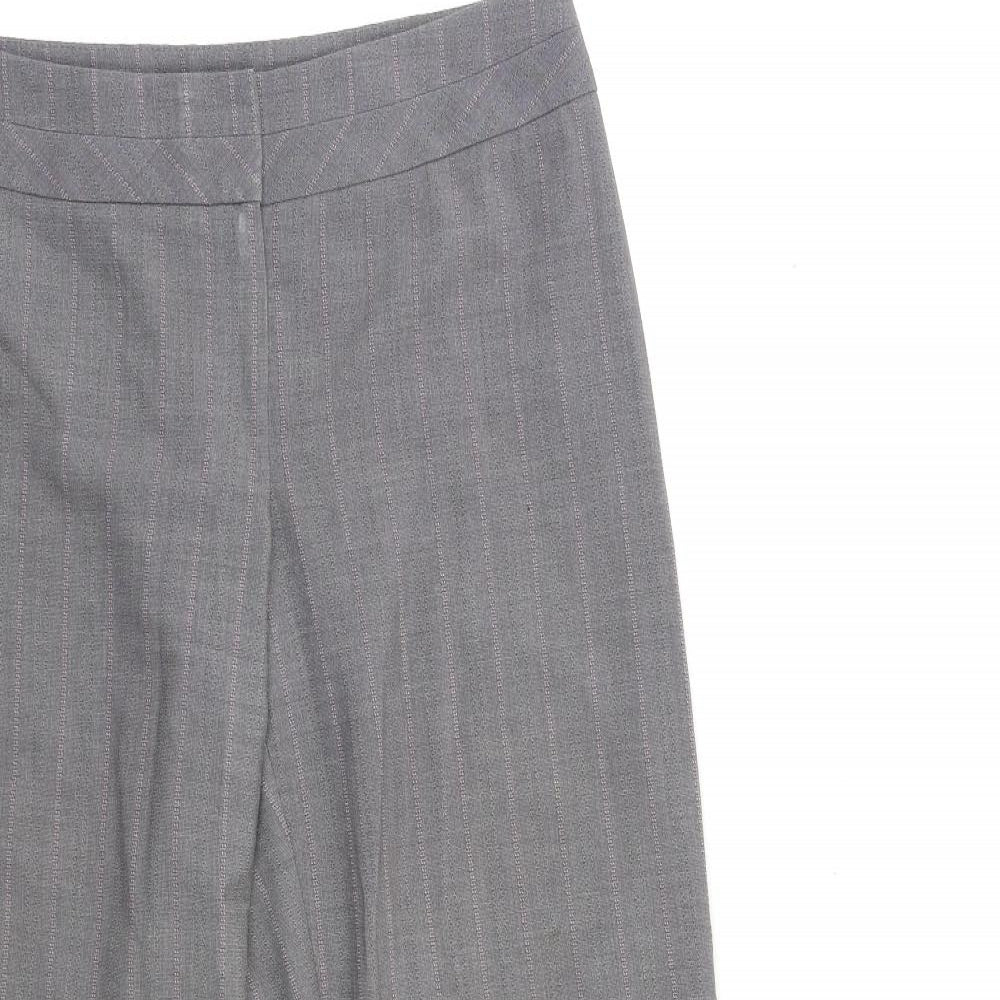Marks and Spencer Womens Grey Striped  Trousers  Size 12 L30 in