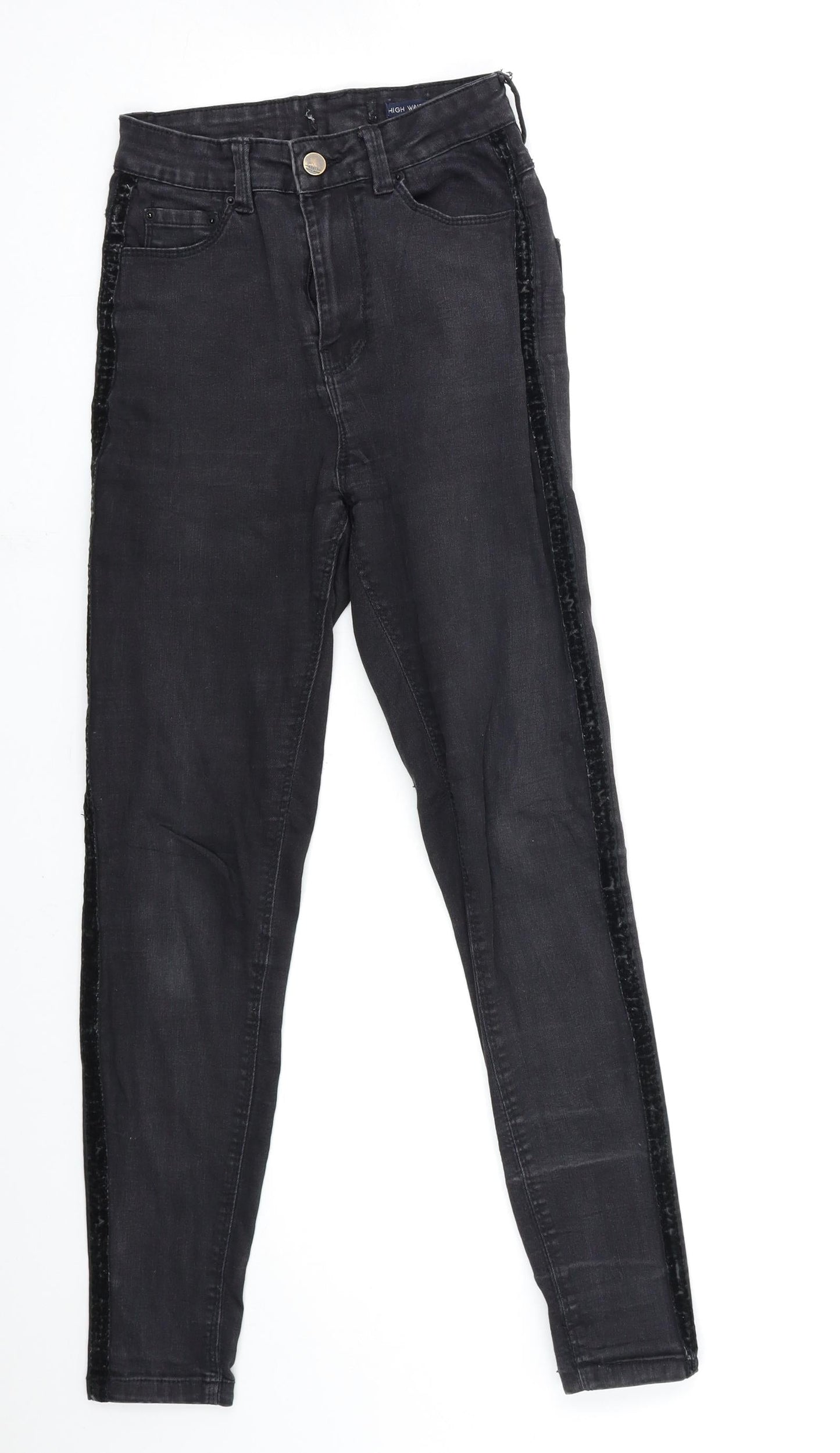 Preworn Womens Black  Denim Skinny Jeans Size 23 in L27 in