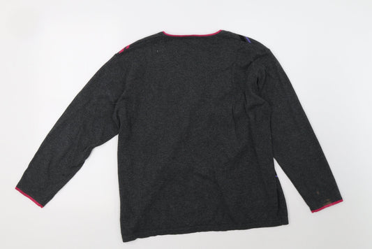 Emreco Womens Grey Geometric  Pullover Sweatshirt Size 18