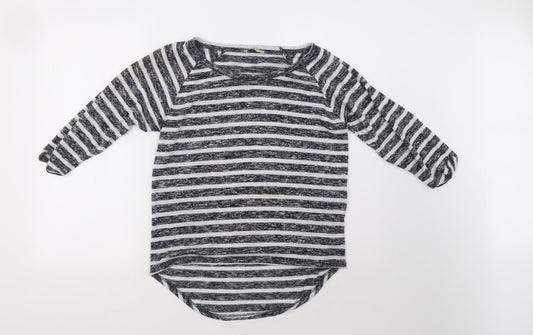 Sainsburys Womens Black Striped  Pullover Sweatshirt Size 8