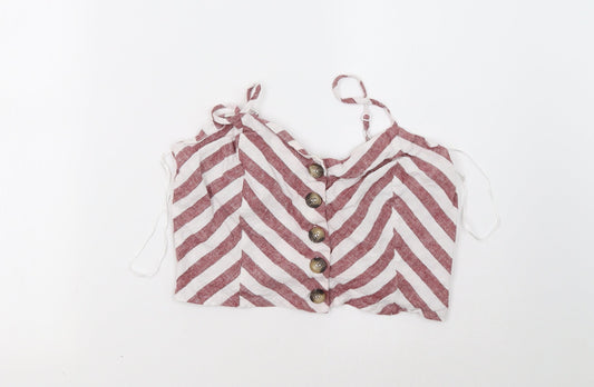 Miss Selfridge Womens Red Striped  Basic Tank Size 14