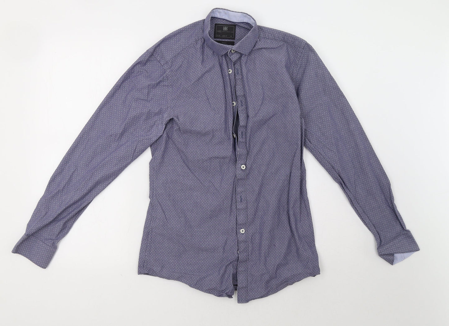 Marks and Spencer Mens Blue    Button-Up Size 14