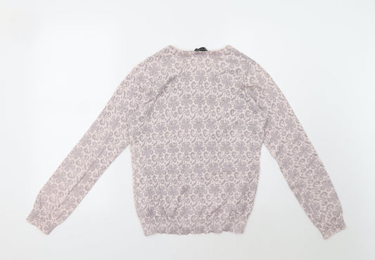 Dorothy Perkins Womens Pink Geometric  Cardigan Jumper Size 10