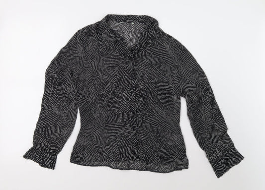 Marks and Spencer Womens Black Polka Dot  Basic Button-Up Size 12